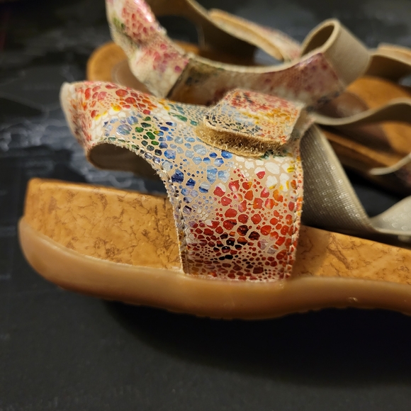 Remonte Colorful Leather Sandals With Velcro Cloaures. Size 38 - Picture 6 of 6